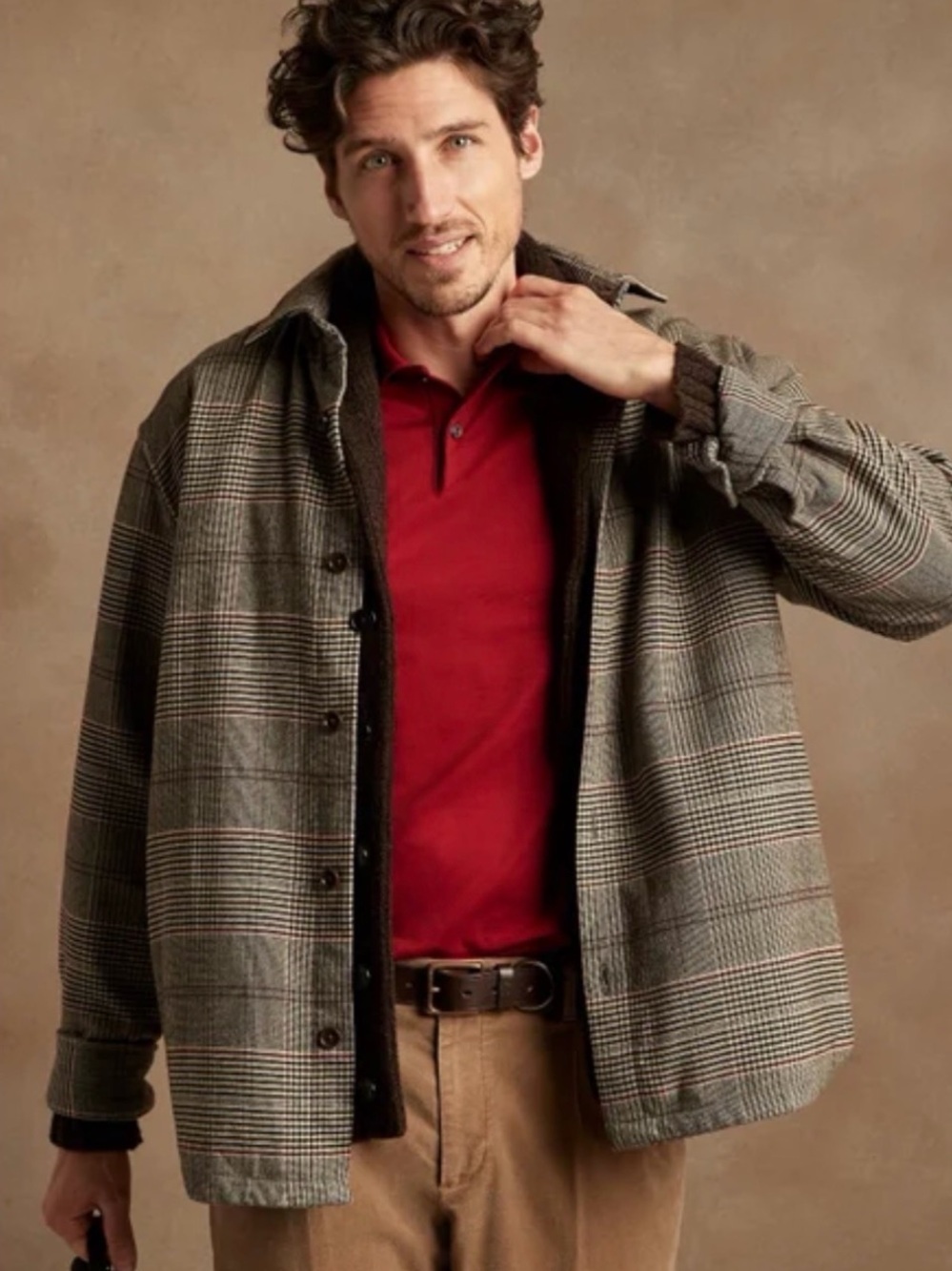Banana Republic Gray Plaid Light Jacket Shacket Overshirt Flannel Lumberjack
